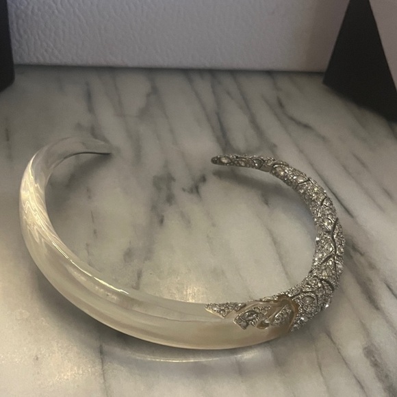 Alexis Bittar Frosted White and Silver Necklace wit crystals.